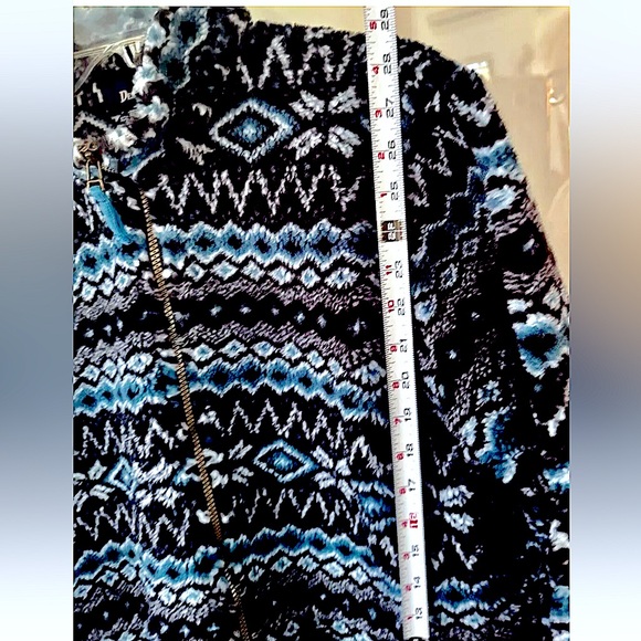 ❄️DENIM & Co❄️ NORDIC STRIPE PRINT TOGGLE DRAWSTRING WAIST FLEECE PARKA JACKET☃️ - Picture 13 of 13